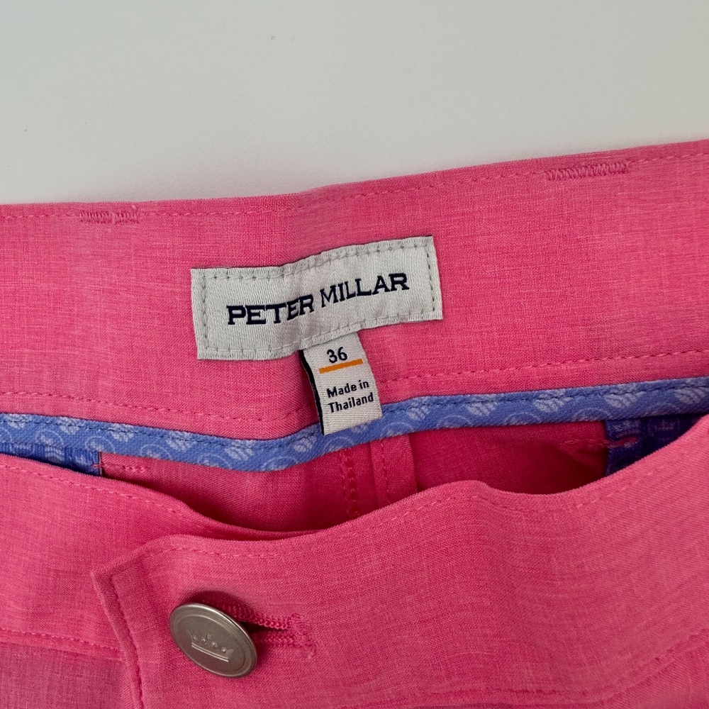 NEW Peter Millar Pepper Pink Performance Golf Shorts Flat Front Sz 36 Orig$100 - Picture 5 of 8